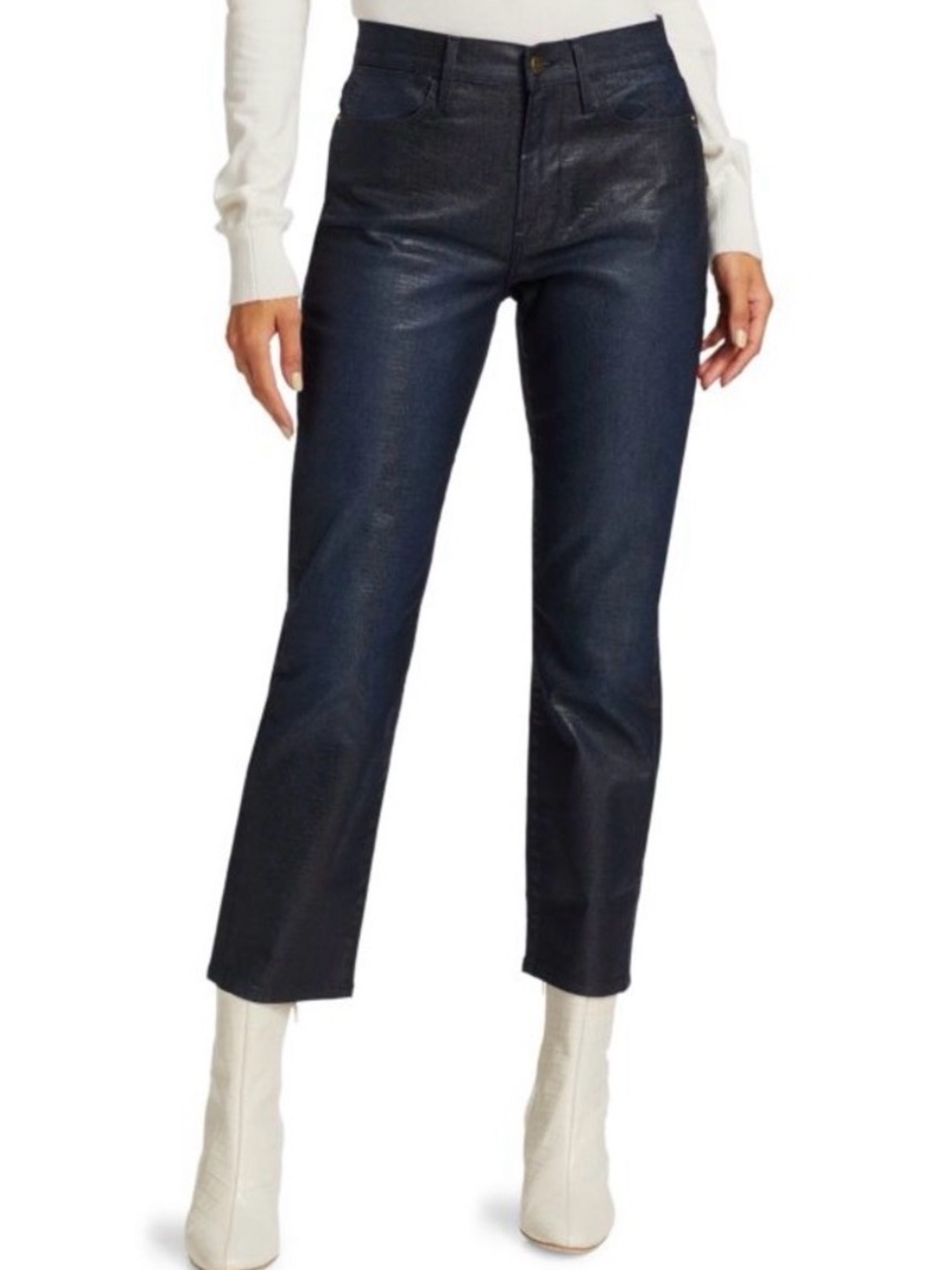 FRAME Le-high straight leg lizard coated jeans size 30